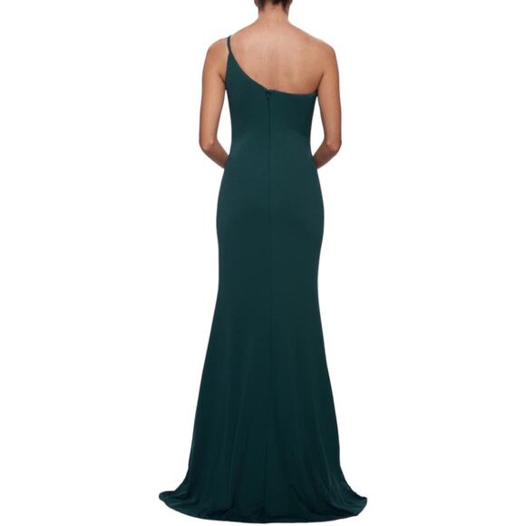 La Femme Green One Shoulder Gown 28176  Size 2 New - Picture 3 of 6